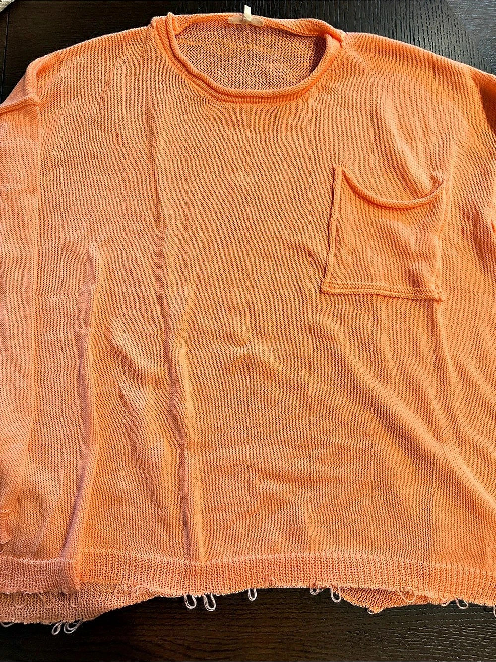 Easel Long Sleeve Pocket Tee in Orange
